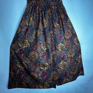 Bobbie Brooks Blue Red Midi A-Line Skirt Pleated